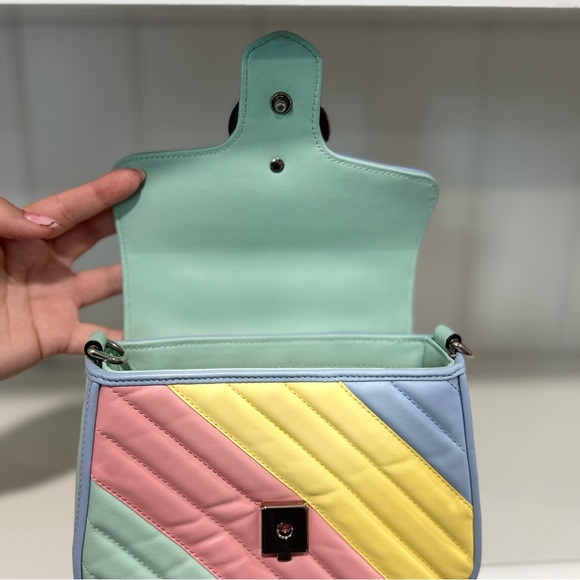 Gucci GG Marmont Mini Top-Handle Bag – Pastel Rainbow Leather - Picture 6 of 14